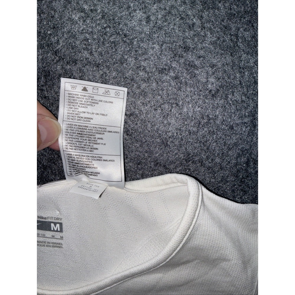 Nike FIT DRY Womens White Short Sleeve Training Top Reflective M 257730-101 - Picture 4 of 12